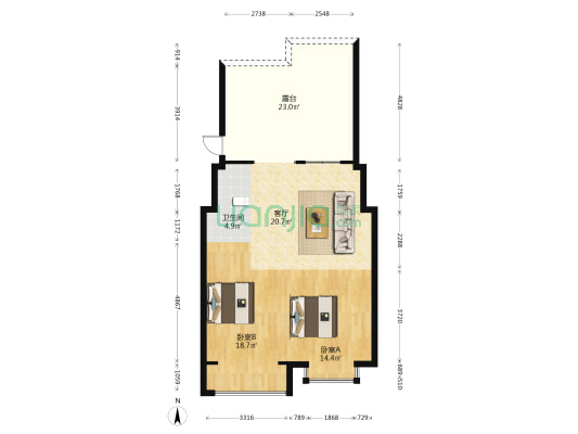 白河路 2室1厅1卫 100平方
