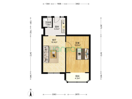 银鑫大楼 1室1厅1卫 76平方