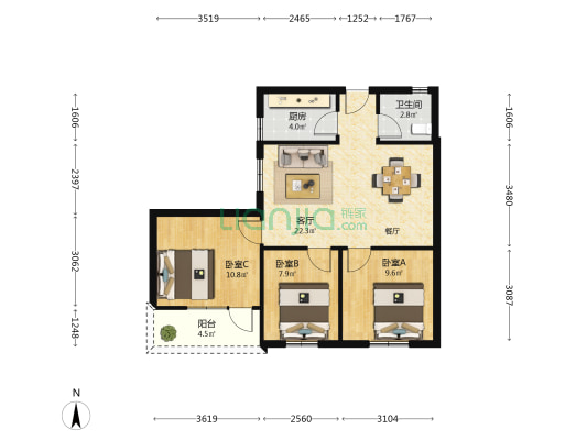 道平路 3室1厅1卫 83平方
