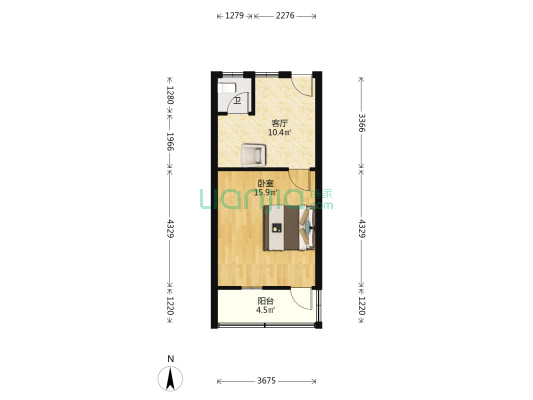 新华新村 1室1厅1卫 39平方
