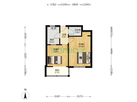 商丘路小区 2室0厅1卫 50平方
