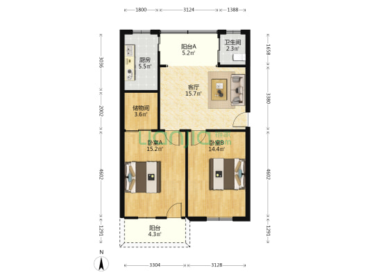 惟义路63号 2室1厅1卫 78平方