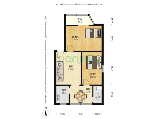 喜雨西巷23号 2室2厅1卫 50平方