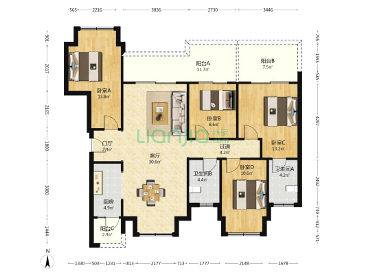 雲鼎城璞云 4室1厅2卫 127平方