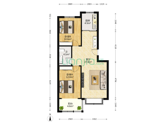 兴悦华城东区 2室1厅1卫 82平方