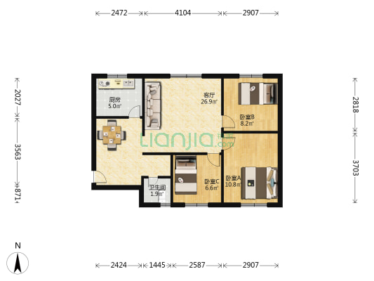 攀枝花大道南段1379号 3室1厅1卫 76平方