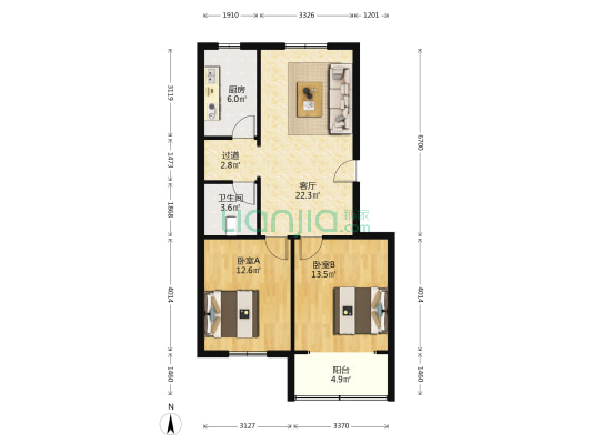 世纪苑 2室1厅1卫 79平方