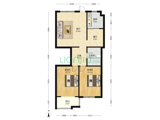 华明路36号院 2室2厅1卫 103平方