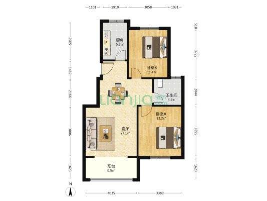 定海新村 2室1厅1卫 85平方
