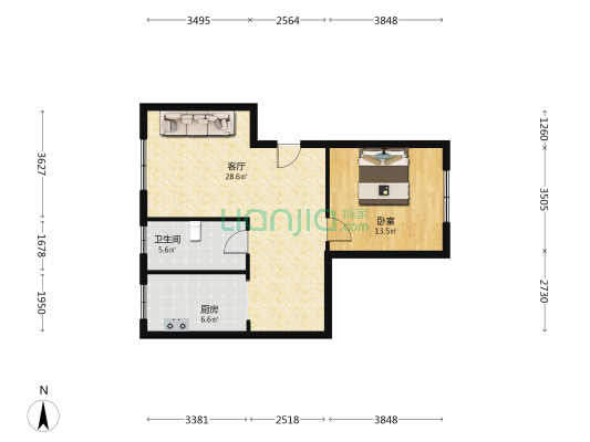一品苑A区 1室1厅1卫 68平方