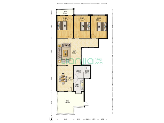 林家巷8号 3室2厅2卫 114平方