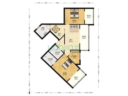 二道桥街36号 3室2厅2卫 116平方