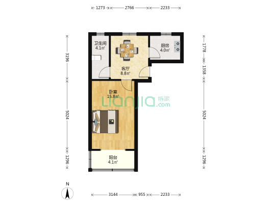 德华三村 1室1厅1卫 47平方