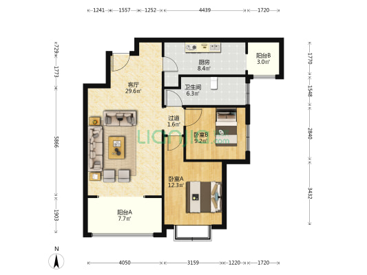 王府社区B区 2室1厅1卫 98平方