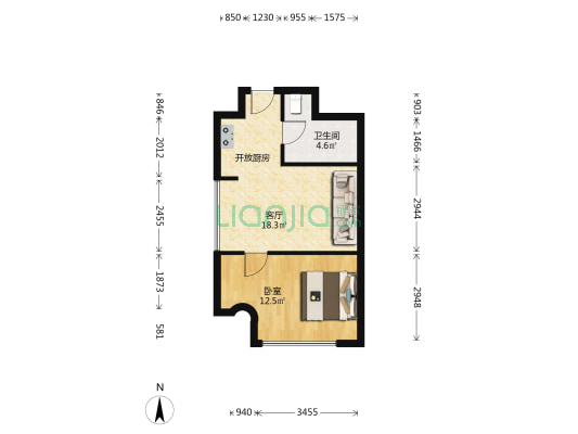 富丽华国际 1室1厅1卫 59平方