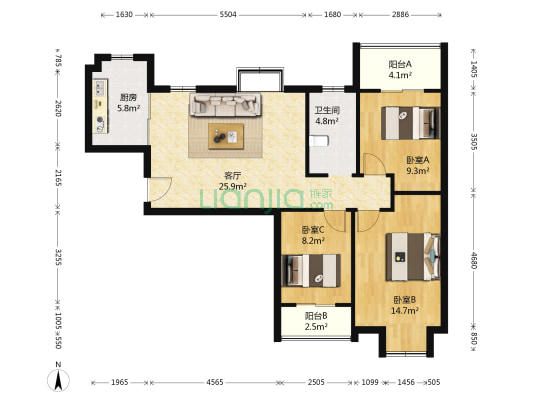 融锦苑 3室1厅1卫 88平方