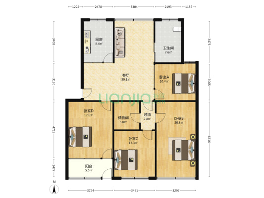 交通南村 4室1厅1卫 140平方