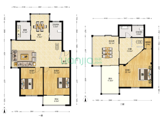 春江花月 3室2厅2卫 168平方