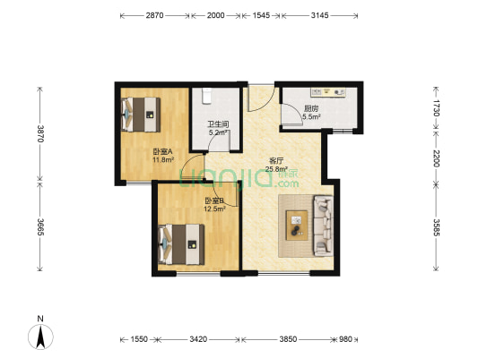 贝肯山云杉园 2室1厅1卫 82平方