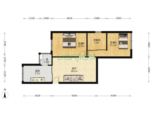 陕西路111号 2室1厅1卫 72平方
