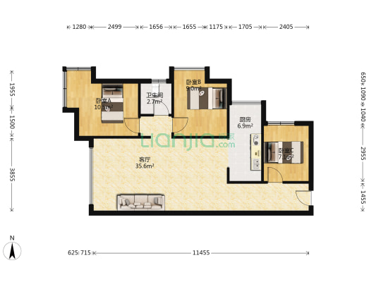 溶江小区 3室1厅1卫 89平方