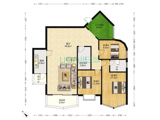 城市方舟 3室1厅2卫 145平方
