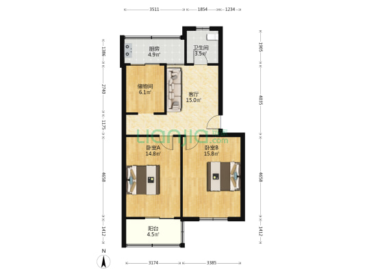 郑密路39号院 2室1厅1卫 75平方