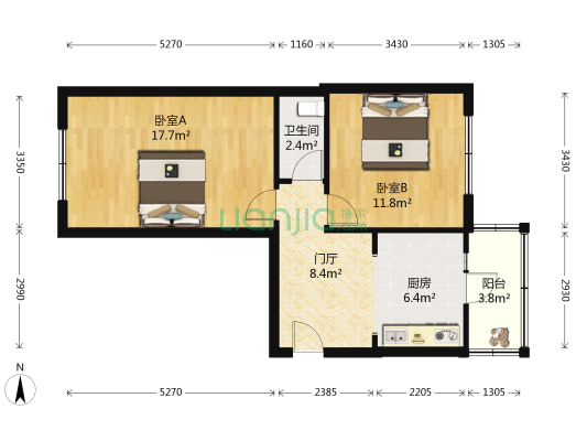 颐园街 2室0厅1卫 60平方