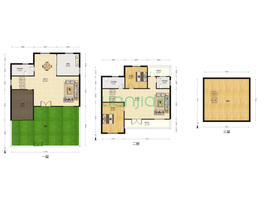 鑫泰豪园 2室2厅3卫 245平方