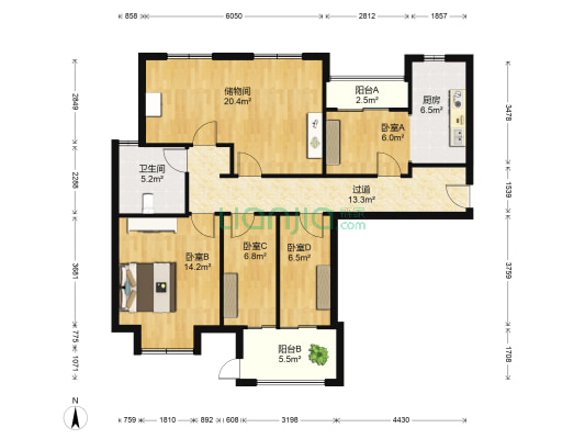 正弘高新数码港 4室0厅1卫 120平方