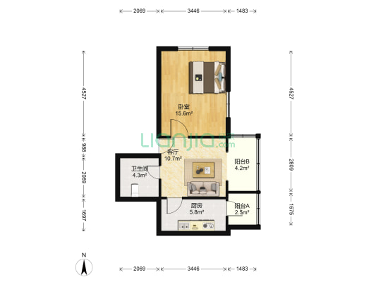 近营里 1室1厅1卫 51平方