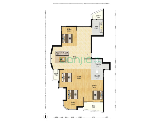 长盛嘉园 4室1厅2卫 154平方