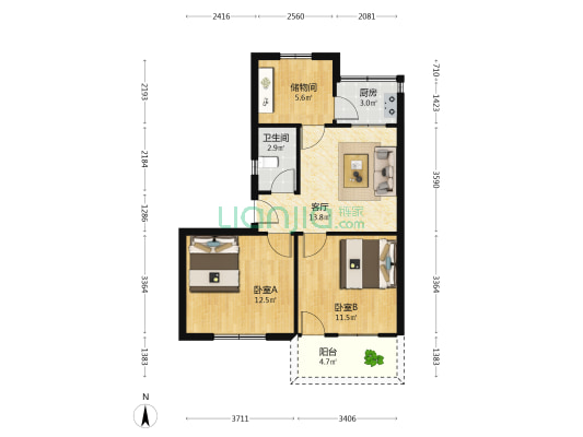 许昌市政协家属院 2室1厅1卫 64平方