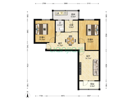 兴隆小区（甘南路/颜家沟） 2室2厅1卫 55平方