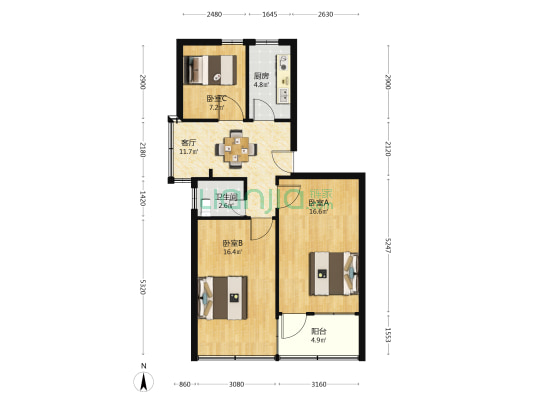 银房弄散盘 3室1厅1卫 71平方