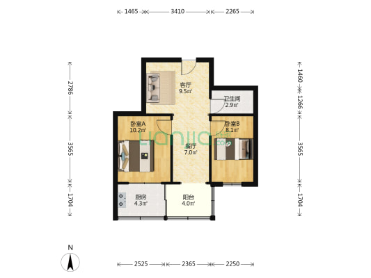 星火小区 2室2厅1卫 60平方