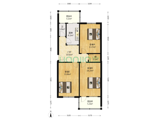 凤凰山路26号 3室0厅1卫 98平方