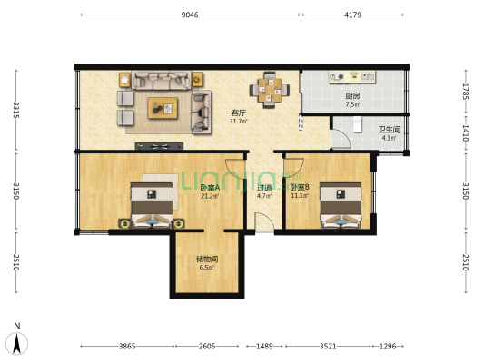 体育街电力小区 2室1厅1卫 88平方