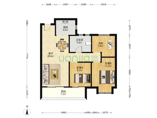 绿地光谷星河绘 3室1厅1卫 97平方