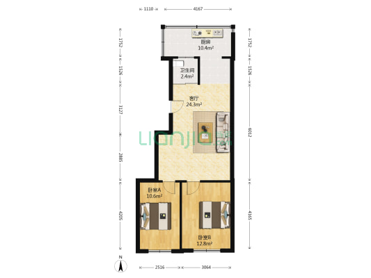 民丰小区 2室1厅1卫 73平方