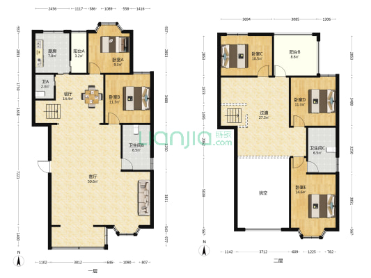 高新苑 5室2厅3卫 223平方