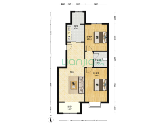幸福嘉园，一梯两户，小高层，带装修，品质高-户型图