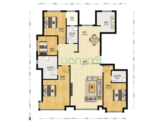 南益名悦湾 4室2厅3卫 190平方