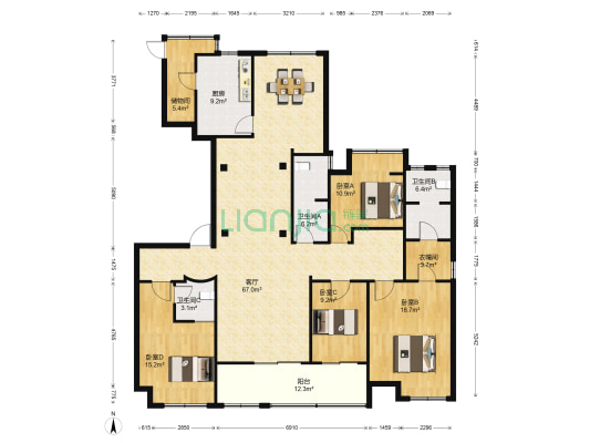 中大未来城 4室1厅3卫 206平方