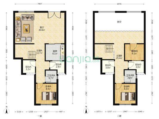 荣盛观云郡公园里组团 2室1厅2卫 137平方