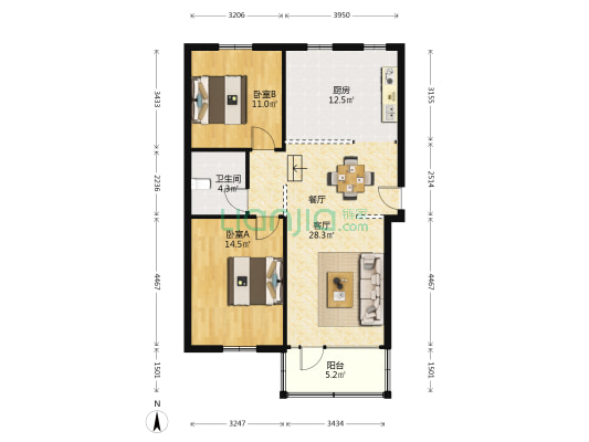 小施家弄22号 2室1厅1卫 90平方