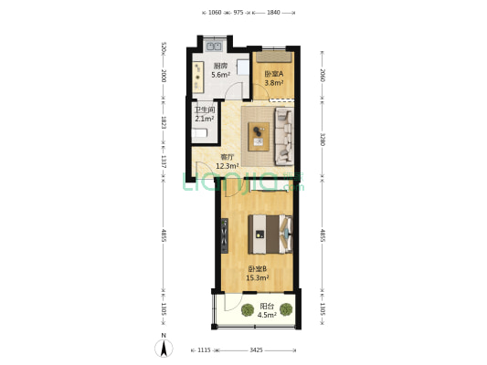 江纺住宅三区 2室1厅1卫 52平方