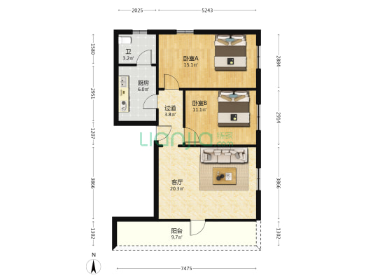 花园水中路四巷 2室1厅1卫 83平方