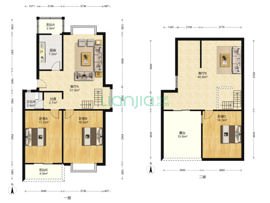 晨阳世纪城 3室2厅1卫 103平方