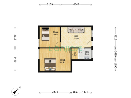 三建司大院 2室1厅0卫 60平方